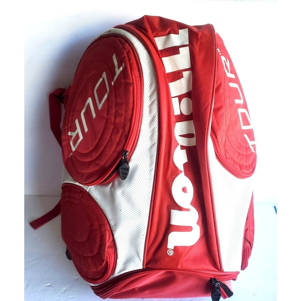 Wilson Super Tour Clash Backpack Bag Red White pockets insulated cooler pocket